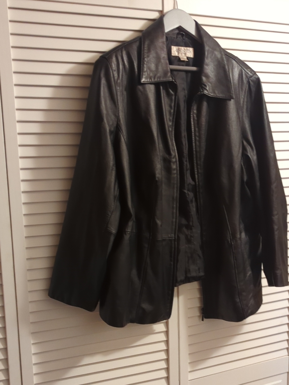 Classic Black Leather Zip-Front Jacket